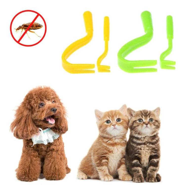 2 PCS Pet Catcher Flea Clipper Animal Deworming Pull Hard Tick Extractor Cats and Dogs Lice Scavenging Flea Hook, 2 PCS Green, 2 PCS Yellow, 2 PCS Blue