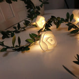 Solar Simulation Green Leaf Rattan Rose Flower Vine LED Light String Garland Decoration, 3m 20 LEDs, 4.5m 30 LEDs, 5m 50 LEDs, 10m 100 LEDs