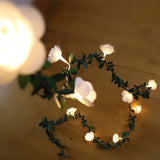 Solar Simulation Green Leaf Rattan Rose Flower Vine LED Light String Garland Decoration, 3m 20 LEDs, 4.5m 30 LEDs, 5m 50 LEDs, 10m 100 LEDs