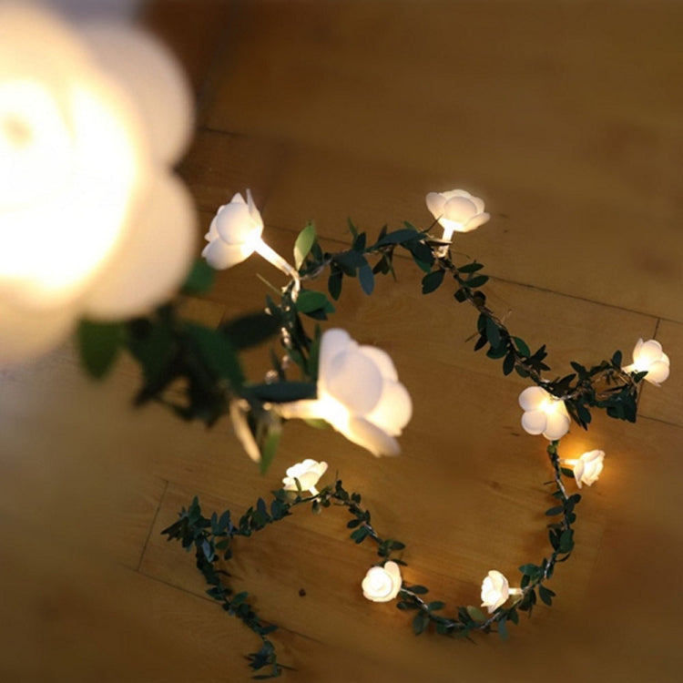 Solar Simulation Green Leaf Rattan Rose Flower Vine LED Light String Garland Decoration, 3m 20 LEDs, 4.5m 30 LEDs, 5m 50 LEDs, 10m 100 LEDs