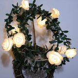 Solar Simulation Green Leaf Rattan Rose Flower Vine LED Light String Garland Decoration, 3m 20 LEDs, 4.5m 30 LEDs, 5m 50 LEDs, 10m 100 LEDs