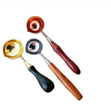 Wooden Handle Brass Seal Wax Spoon Tool Melting Sealing Wax Hand Account Stainless Steel Fire Paint Spoon, Stainless Steel Spoon, Rose Gold Spoon, Straight Round Wooden Spoon, Big with Black Handle