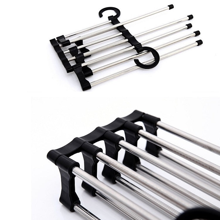 Multifunctional 5 in 1 Telescopic Folding Wardrobe Magic Trousers Rack, 5 in 1 Telescopic Rack