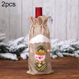 2 PCS Christmas Gift Wine Bottle Dust Cover Bag Home Table Decor, Green old man, Burlap moose, Red snowman, Burlap snowman Burlap snowman