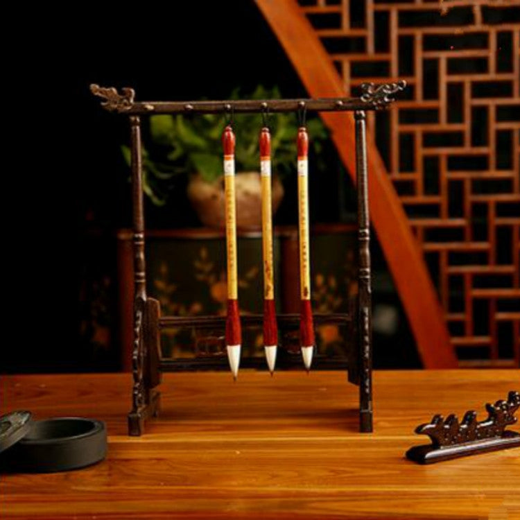 Wooden Chinese Brush Pen Hanging Faucet Brush Holder 6 Hanging 12-pin Calligraphy Supplies, Hanging Faucet Hanging Faucet