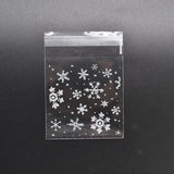 1 Packs Snowflake Christmas Candy Cookie Snack Bag Self-adhesive Gift Bag, 5.5x5.5cm, 7x7cm, 10x10cm, 14x14cm