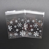 1 Packs Snowflake Christmas Candy Cookie Snack Bag Self-adhesive Gift Bag, 5.5x5.5cm, 7x7cm, 10x10cm, 14x14cm