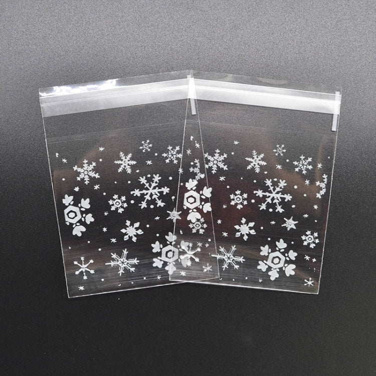 1 Packs Snowflake Christmas Candy Cookie Snack Bag Self-adhesive Gift Bag, 5.5x5.5cm, 7x7cm, 10x10cm, 14x14cm