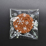 1 Packs Snowflake Christmas Candy Cookie Snack Bag Self-adhesive Gift Bag, 5.5x5.5cm, 7x7cm, 10x10cm, 14x14cm 7x7cm