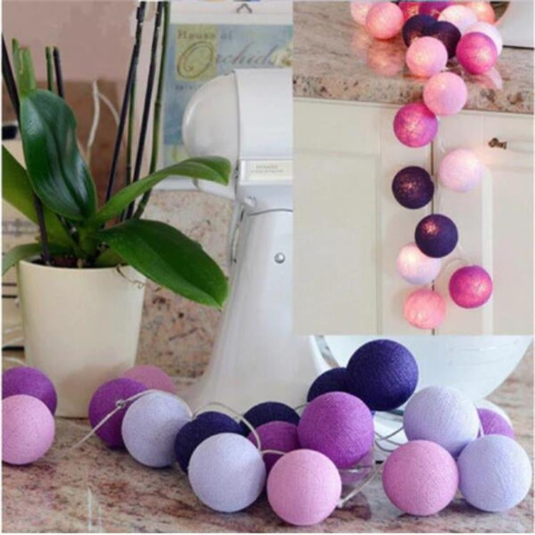 3M 20 Leds Cotton Ball Light String Holiday Wedding Christmas Party Bedroom Fairy Lights Outdoor LED Light Garland Decoration, USB, Battery, EU Plug