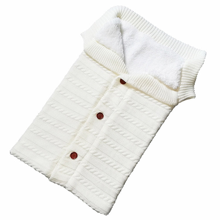 Warm Soft Cotton Knitting Envelope Newborn Baby Sleeping Bag White