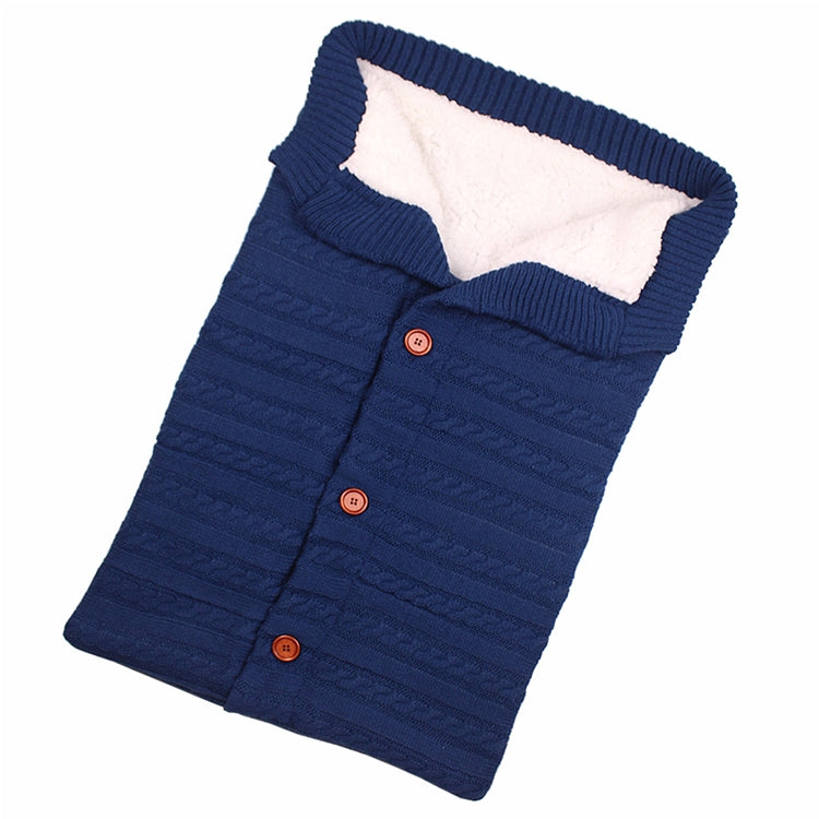 Warm Soft Cotton Knitting Envelope Newborn Baby Sleeping Bag Dark Blue
