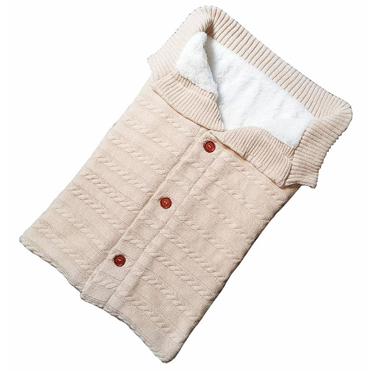 Warm Soft Cotton Knitting Envelope Newborn Baby Sleeping Bag Beige