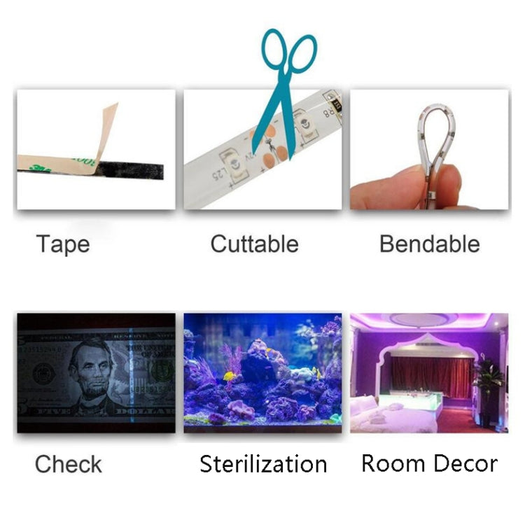 2835 SMD UV Purple Light Strip LED Lamp Decorative Light Strip, Waterproof 5m, Bare Board 5m, Waterproof 10m, Bare Board 10m