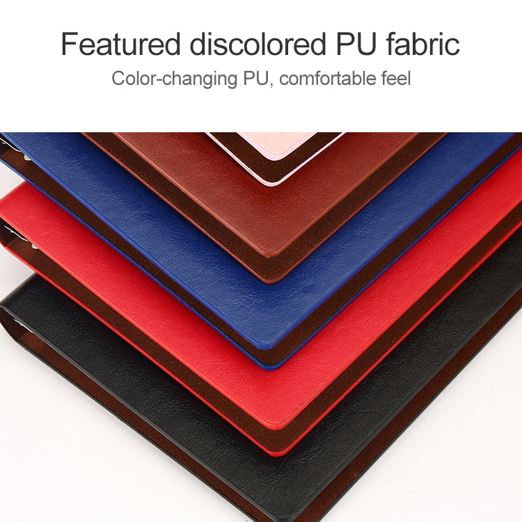 Business Notepad Loose Leaf Replaceable Inner Notebook Thickened Diary Book, A5 Black, A5 Red