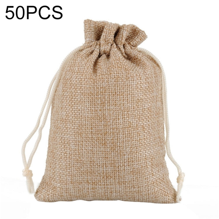 50 PCS Multi size Linen Jute Drawstring Gift Bags Sacks Wedding Birthday Party Favors Drawstring Gift Bags, 7x9cm, 9x12cm, 10x14cm