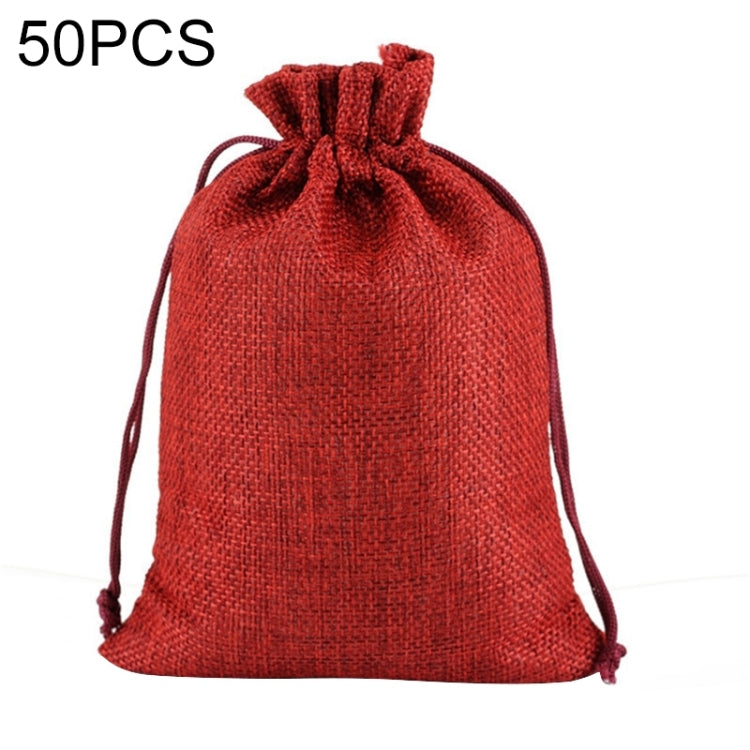50 PCS Multi size Linen Jute Drawstring Gift Bags Sacks Wedding Birthday Party Favors Drawstring Gift Bags, 7x9cm, 9x12cm, 10x14cm