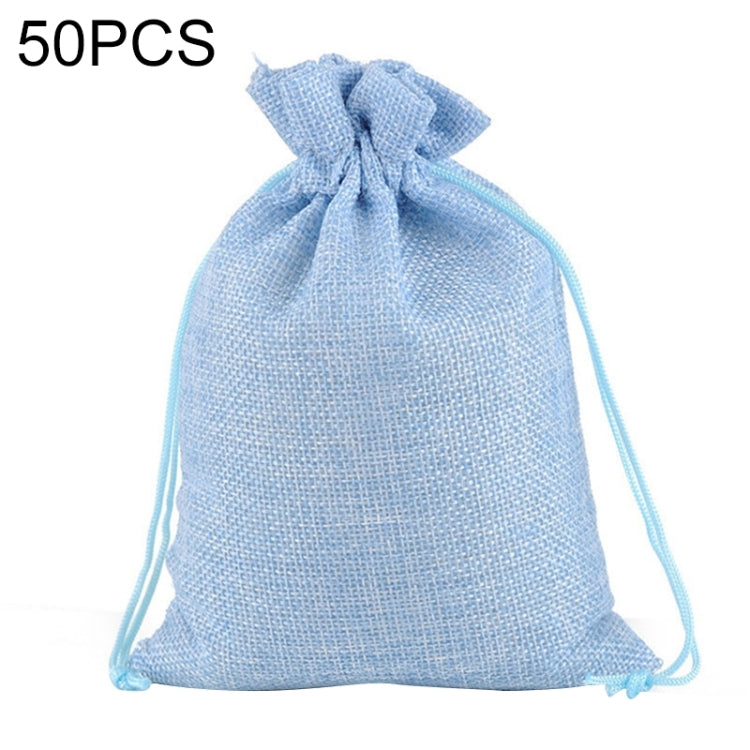 50 PCS Multi size Linen Jute Drawstring Gift Bags Sacks Wedding Birthday Party Favors Drawstring Gift Bags, 7x9cm, 9x12cm, 10x14cm