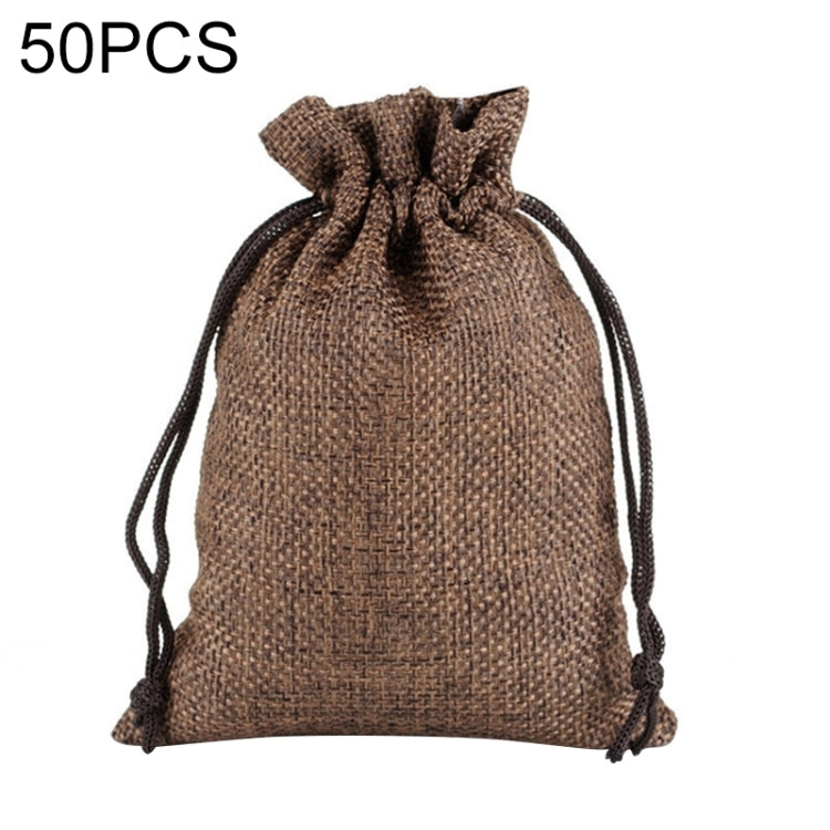 50 PCS Multi size Linen Jute Drawstring Gift Bags Sacks Wedding Birthday Party Favors Drawstring Gift Bags, 7x9cm, 9x12cm, 10x14cm