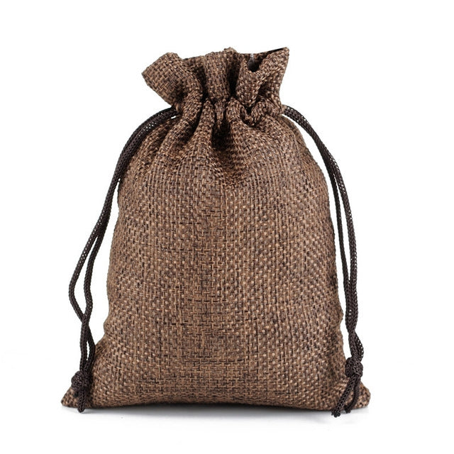 50 PCS Multi size Linen Jute Drawstring Gift Bags Sacks Wedding Birthday Party Favors Drawstring Gift Bags, 13x18cm, 15x20cm, 17x23cm