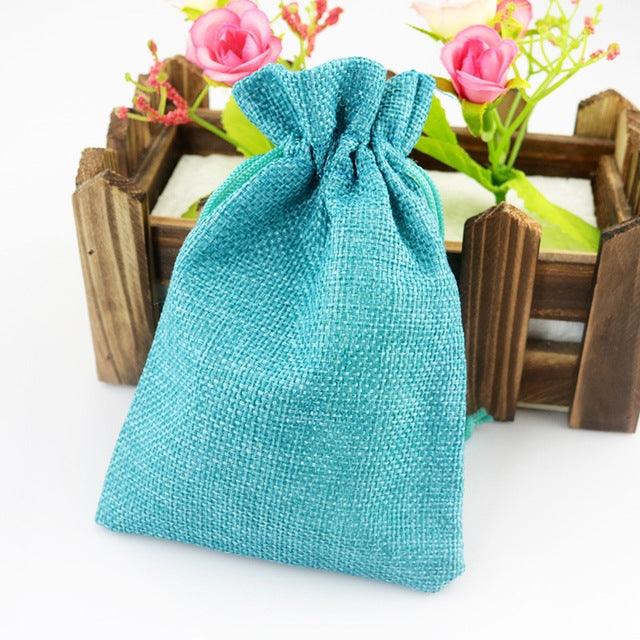 50 PCS Multi size Linen Jute Drawstring Gift Bags Sacks Wedding Birthday Party Favors Drawstring Gift Bags, 13x18cm, 15x20cm, 17x23cm