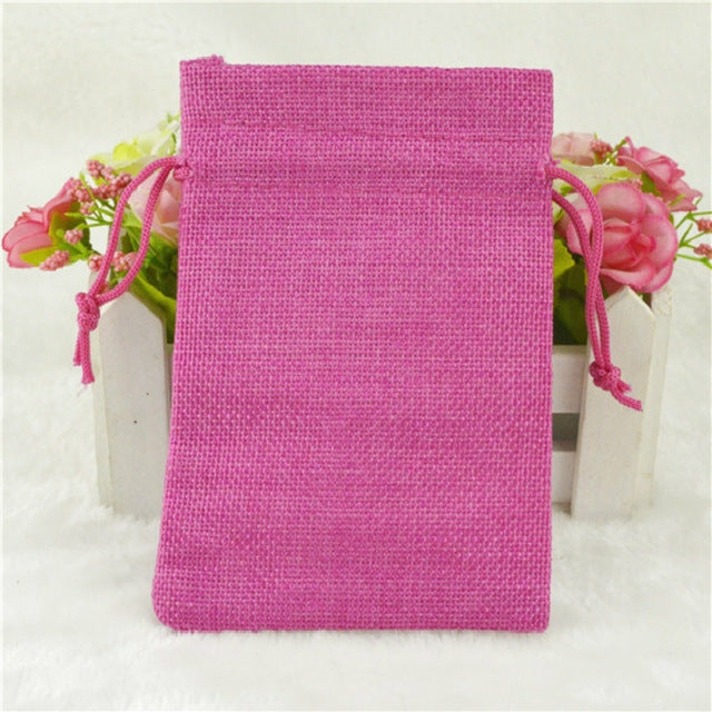 50 PCS Multi size Linen Jute Drawstring Gift Bags Sacks Wedding Birthday Party Favors Drawstring Gift Bags, 20x30cm