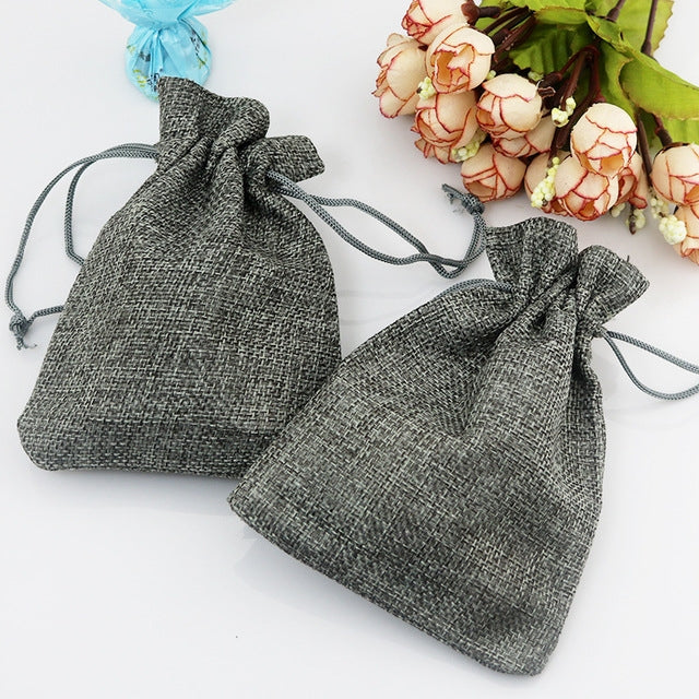 50 PCS Multi size Linen Jute Drawstring Gift Bags Sacks Wedding Birthday Party Favors Drawstring Gift Bags, 20x30cm