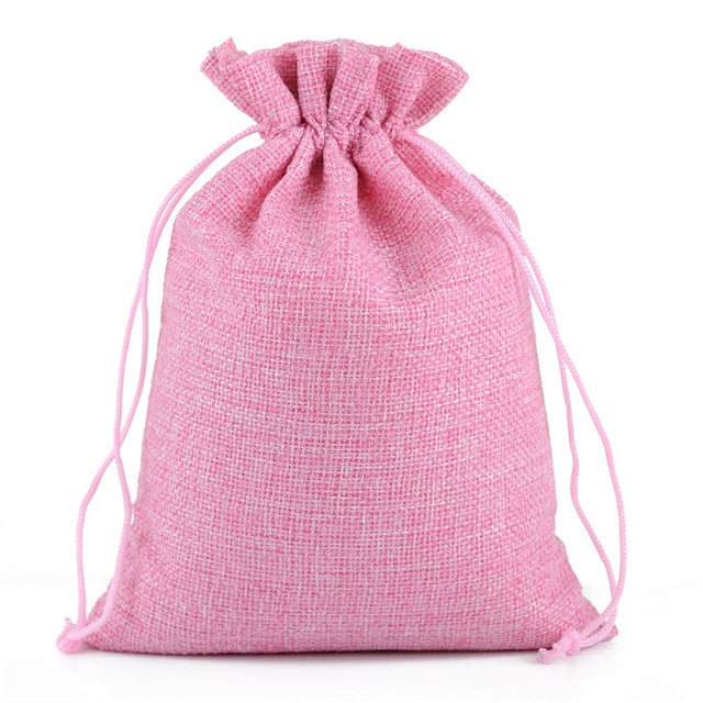 50 PCS Multi size Linen Jute Drawstring Gift Bags Sacks Wedding Birthday Party Favors Drawstring Gift Bags, 20x30cm