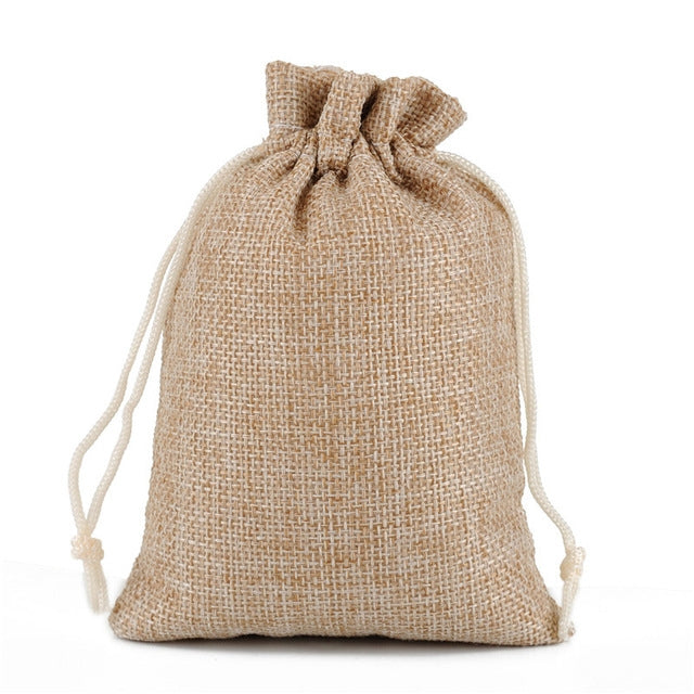 50 PCS Multi size Linen Jute Drawstring Gift Bags Sacks Wedding Birthday Party Favors Drawstring Gift Bags, 20x30cm