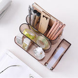 Transparent Acrylic Stationery Storage Box Creative Desk Organizer Plastic Compartment Pen Holder Office Accessories