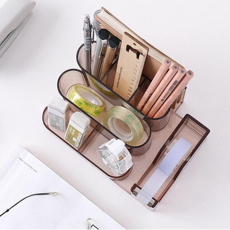 Transparent Acrylic Stationery Storage Box Creative Desk Organizer Plastic Compartment Pen Holder Office Accessories
