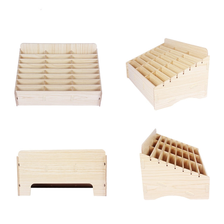 2 PCS Wooden Conference Classroom Mobile Phone Organizer Desktop Storage Box, White Oak 24 Grid