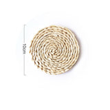 2 PCS Non-slip Natural Corn Woven Thickening Insulated Tea Mat Table Heat-resistant Casserole Mat, Round Coaster 10cm, Round Placemat 22cm, Round Placemat 35cm