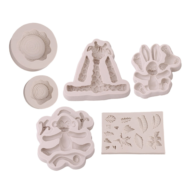2 PCS 3D Animal Shape Silicone Form Fondant Cake Biscuit Molds, 3D Animal Shape(Lion), 3D Animal Shape(Giraffe), 3D Animal Shape(Rabbit), 3D Animal Shape(Monkey)