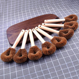 10 PCS Natural Coconut Palm Non-stick Oil Long Handle Pot Brush Cleaning Brush Kitchen Cleaning Tool, Coconut Palm Brush