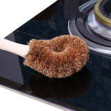 10 PCS Natural Coconut Palm Non-stick Oil Long Handle Pot Brush Cleaning Brush Kitchen Cleaning Tool, Coconut Palm Brush