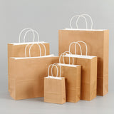 10 PCS Elegant Kraft Paper Bag With Handles for Wedding/Birthday Party/Jewelry/Clothes, 16x22x8cm, 22x27x11cm, 12x15x6cm, 26x33x12cm, 32x25x11cm, 42x31x12cm