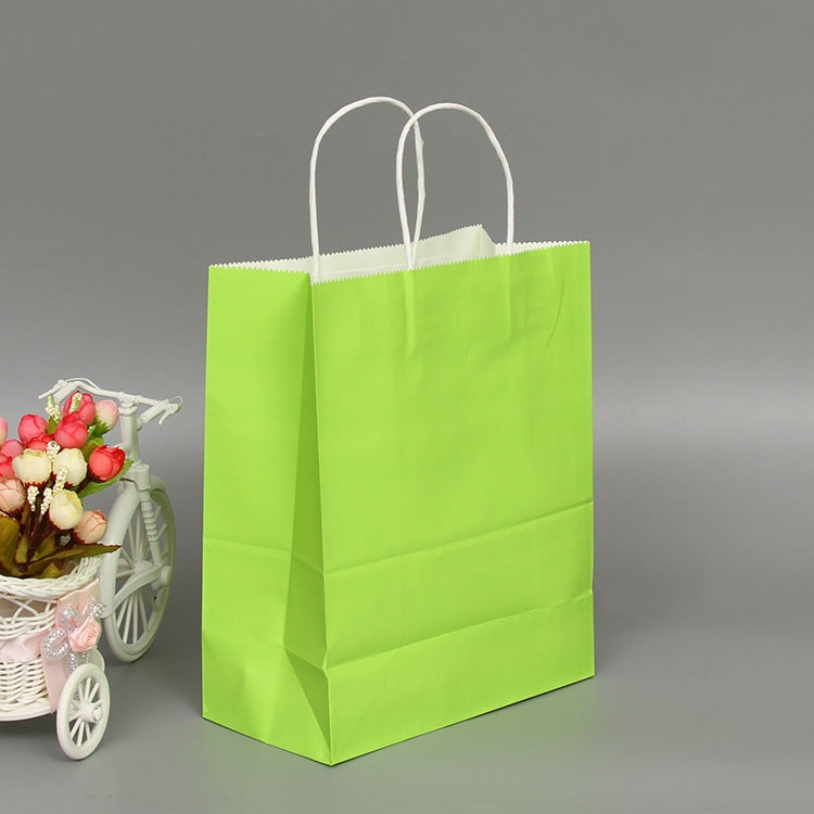 10 PCS Elegant Kraft Paper Bag With Handles for Wedding/Birthday Party/Jewelry/Clothes, 16x22x8cm, 22x27x11cm, 12x15x6cm, 26x33x12cm, 32x25x11cm, 42x31x12cm 22x27x11cm Light Green
