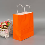 10 PCS Elegant Kraft Paper Bag With Handles for Wedding/Birthday Party/Jewelry/Clothes, 16x22x8cm, 22x27x11cm, 12x15x6cm, 26x33x12cm, 32x25x11cm, 42x31x12cm 22x27x11cm Orange