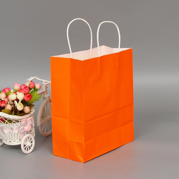 10 PCS Elegant Kraft Paper Bag With Handles for Wedding/Birthday Party/Jewelry/Clothes, 16x22x8cm, 22x27x11cm, 12x15x6cm, 26x33x12cm, 32x25x11cm, 42x31x12cm 22x27x11cm Orange