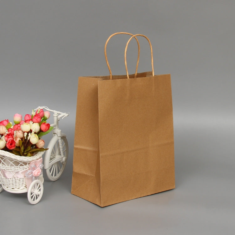 10 PCS Elegant Kraft Paper Bag With Handles for Wedding/Birthday Party/Jewelry/Clothes, 16x22x8cm, 22x27x11cm, 12x15x6cm, 26x33x12cm, 32x25x11cm, 42x31x12cm 26x33x12cm Yellow Kraft