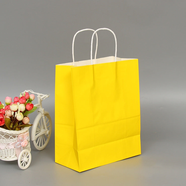 10 PCS Elegant Kraft Paper Bag With Handles for Wedding/Birthday Party/Jewelry/Clothes, 16x22x8cm, 22x27x11cm, 12x15x6cm, 26x33x12cm, 32x25x11cm, 42x31x12cm 32x25x11cm Yellow