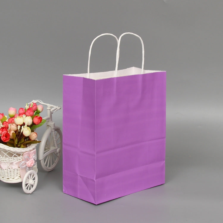 10 PCS Elegant Kraft Paper Bag With Handles for Wedding/Birthday Party/Jewelry/Clothes, 16x22x8cm, 22x27x11cm, 12x15x6cm, 26x33x12cm, 32x25x11cm, 42x31x12cm 42x31x12cm Purple