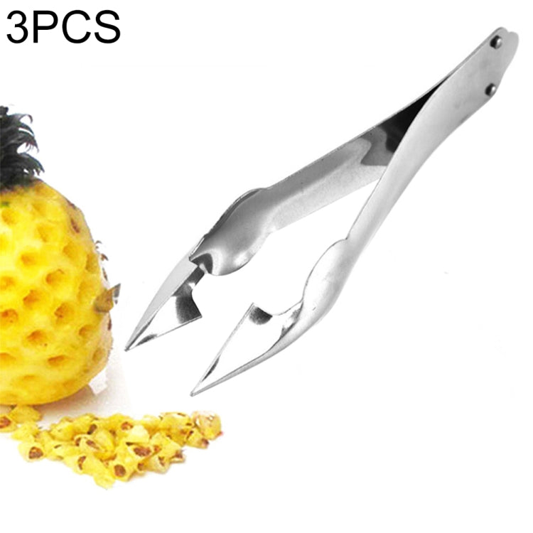 3 PCS Stainless Steel Non-slip Tip Open Blade Pineapple Clip Fruit Eye Digger, 13.5×3.5cm Stainless Steel Pattern, 13.5×3.5cm Endless Steel Nail 13.5×3.5cm Endless Steel Nail
