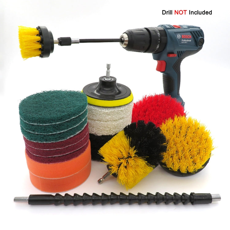 19 in 1 Household Nylon Hexagonal Electric Drill Brush Pads Scouring Sanding Disc Pad Kits, 19 in 1