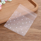 100pcs / Pack Plastic Transparent Cellophane Bags Polka Dot Candy Cookie Gift Bag with DIY Self Adhesive Pouch Celofan Bags for Party, 5.5x5.5cm, 7x7cm, 8x10cm, 10x10cm, 10x15cm