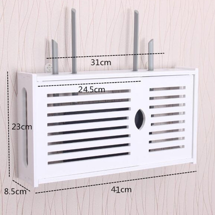 Wifi Router Box PVC Wall-mounted Shelf Hanging Board Bracket Storage Box, 41x23x8.5cm