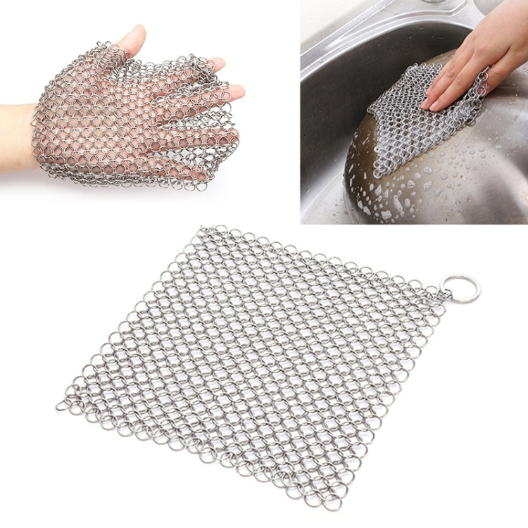 Stainless Steel Square Cast Iron Cleaner Pot Brush Scrubber Home Cookware Kitchen Cleaning Tool, 4×4inch, 5×5inch, 6×6inch, 7×7inch, 8×8inch, 8×6inch