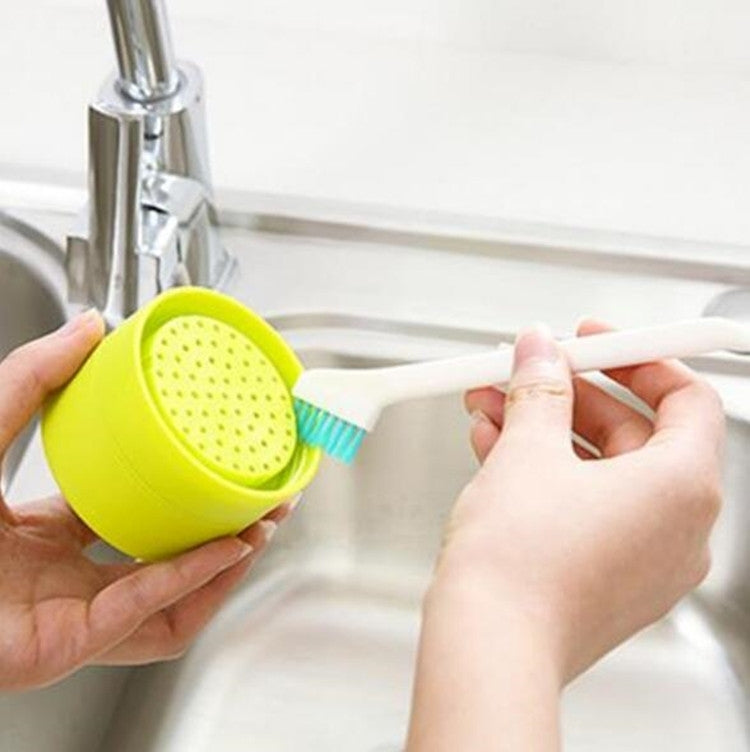 2 Sets 2 in 1 Double Head Door Window Gap Cleaning Brush Cup Brush with Tail Scraper, 2 Sets 2 in 1