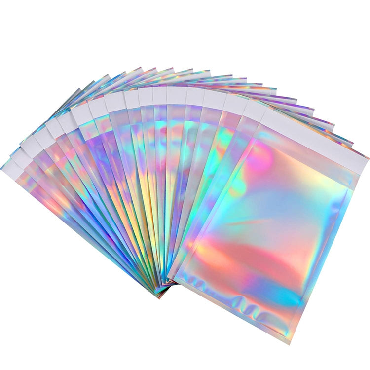 100 PCS / Set Laser Self Sealing Plastic Envelopes Mailing Bags Gift Packaging Bags, 11.5cmx16.5cm+4cm, 16.5cmx23cm+4cm, 23cmx32.5cm+4cm, 35cmx40cm+4cm